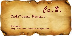 Csécsei Margit névjegykártya